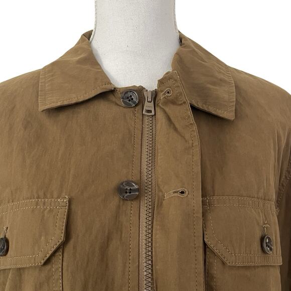 Banana Republic Mens Waxed Field Jacket Size L Dark Acorn Full Zip Coated - Picture 4 of 9